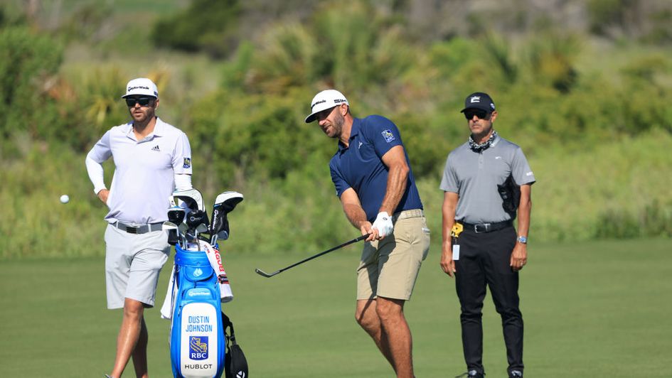 Dustin Johnson gets to work at Kiawah Island