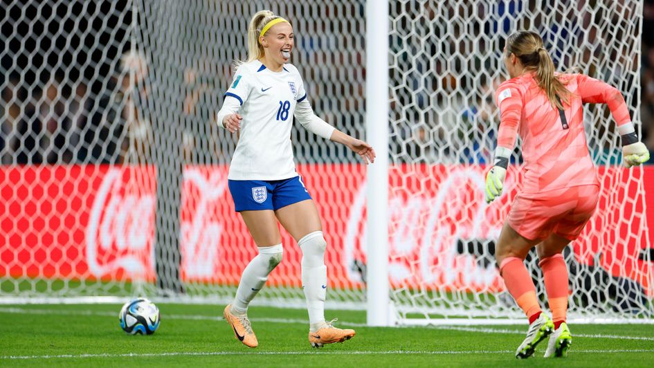 Chloe Kelly celebrates scoring her winning penalty