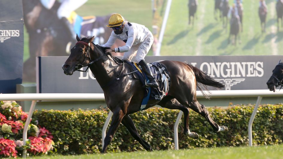 Golden Sixty powers clear at Sha Tin (image courtesy of Hong Kong Jockey Club)