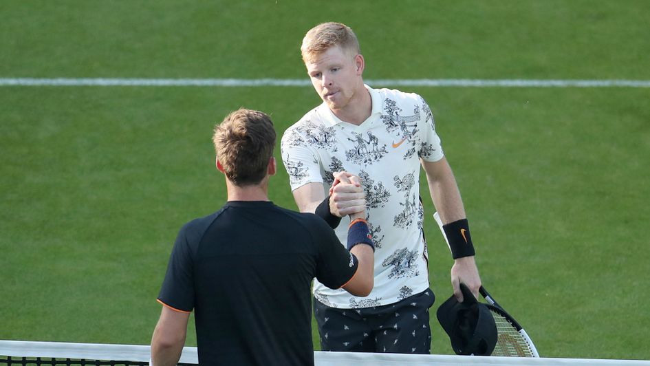 Kyle Edmund (top) shakes hands with Cameron Norrie