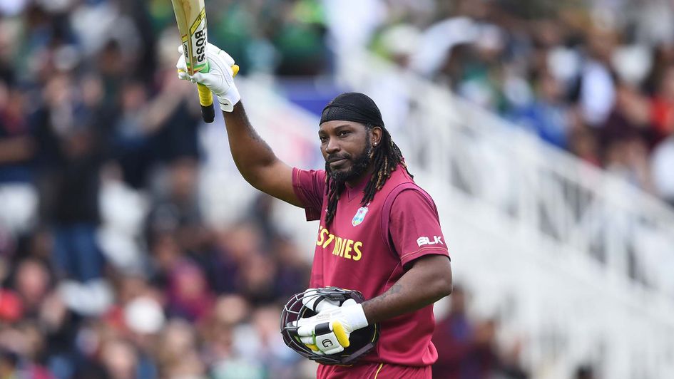 Chris Gayle celebrates for the West Indies