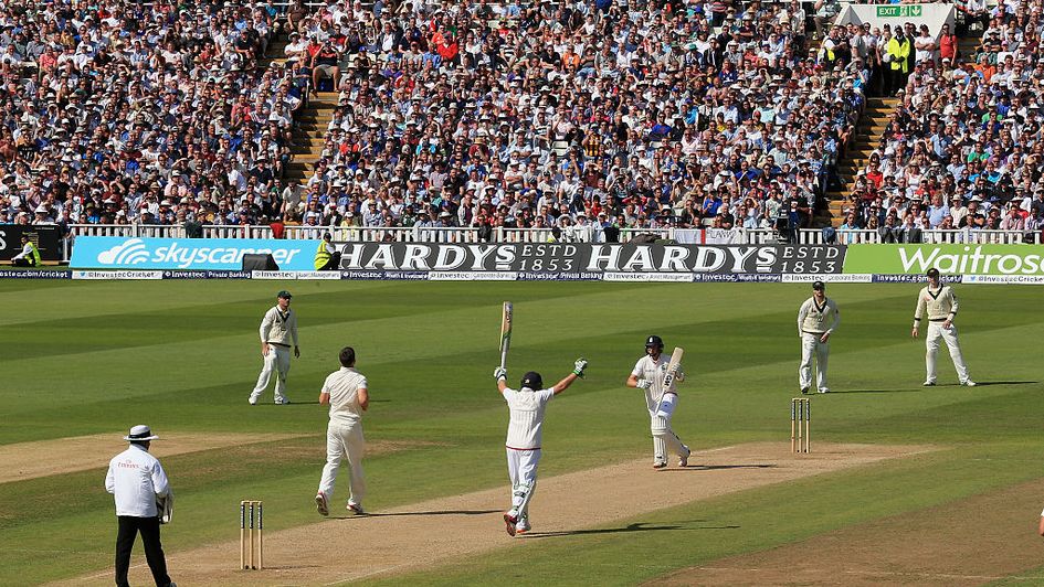 Celebrations for Ian Bell and Joe Root at Edgbaston