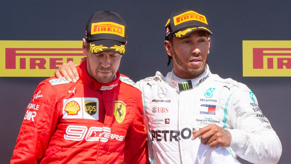 Sebastian Vettel and Lewis Hamilton after the Canadian Grand Prix