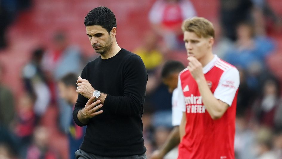 Arsenal's Mikel Arteta and Martin Ødegaard- disappointed with defeat