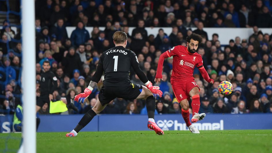 Mohamed Salah scores against Everton