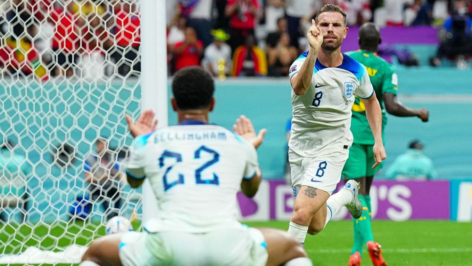 Jordan Henderson celebrates against Senegal
