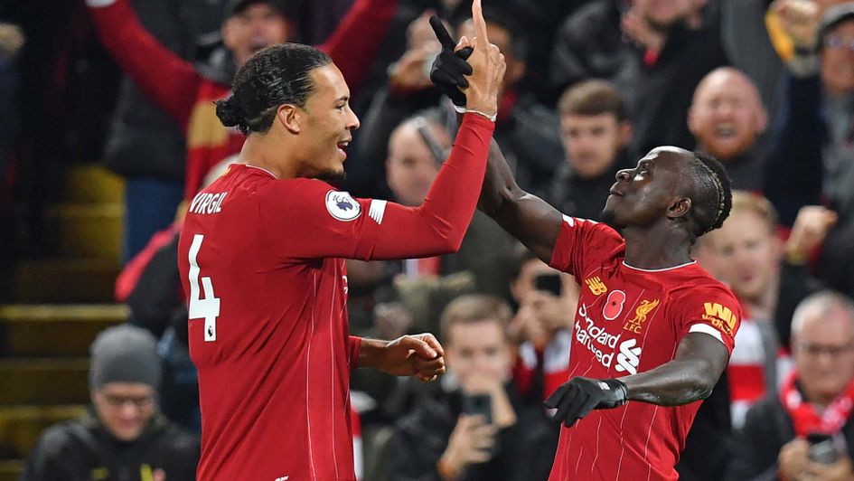 Sadio Mane and Virgil van Dijk celebrate for Liverpool against Man City