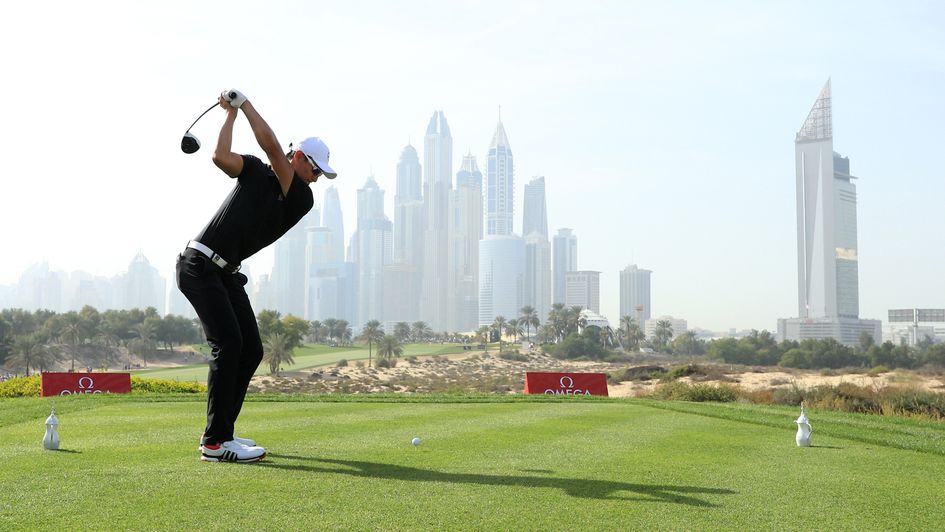 Haotong Li tees off in Dubai