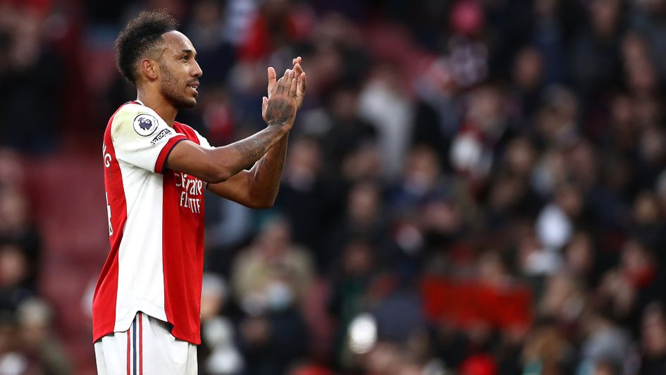 Pierre-Emerick Aubameyang applauds the Arsenal fans