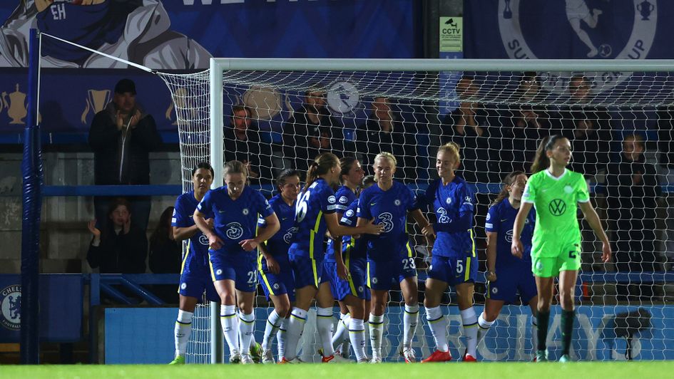 Chelsea celebrate Pernille Harder's goal