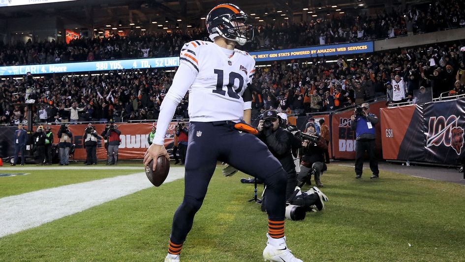 Mitchell Trubisky celebrates his touchdown