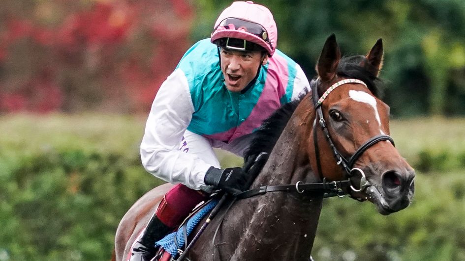 Frankie Dettori celebrates on Enable