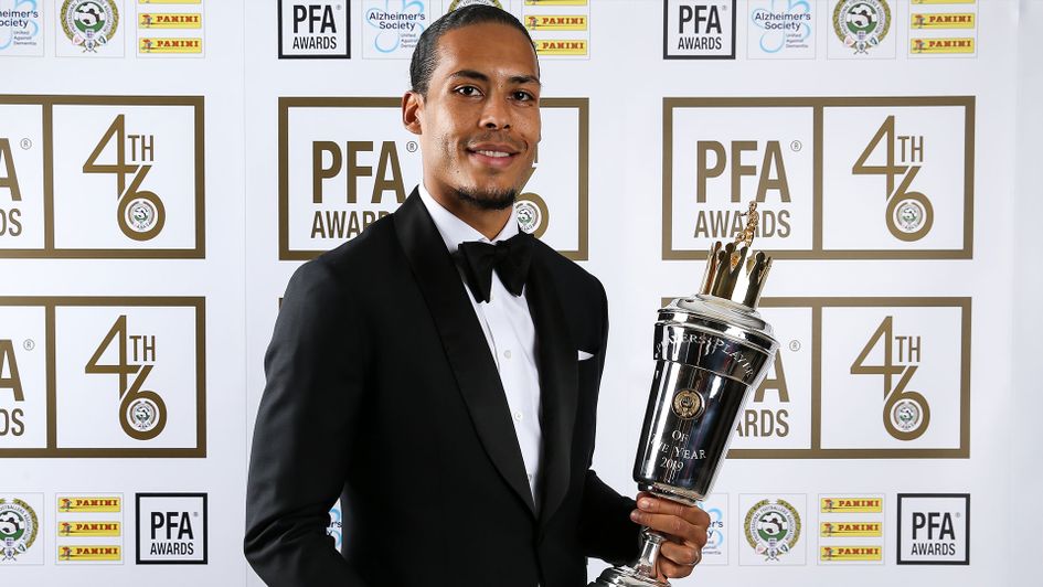 Virgil van Dijk with the Player of the Year trophy