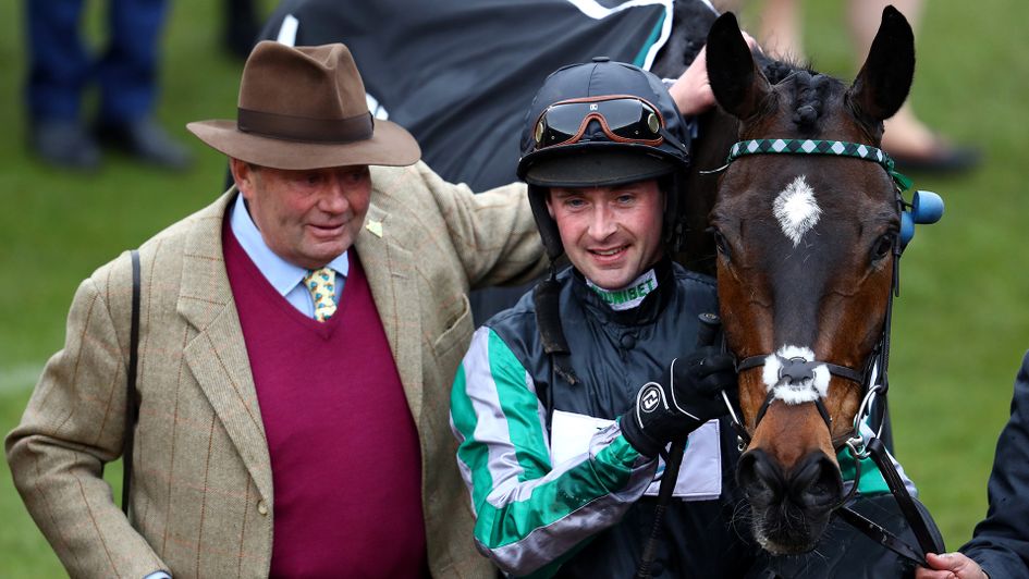 Nicky Henderson celebrates with Nico De Boinville and Altior