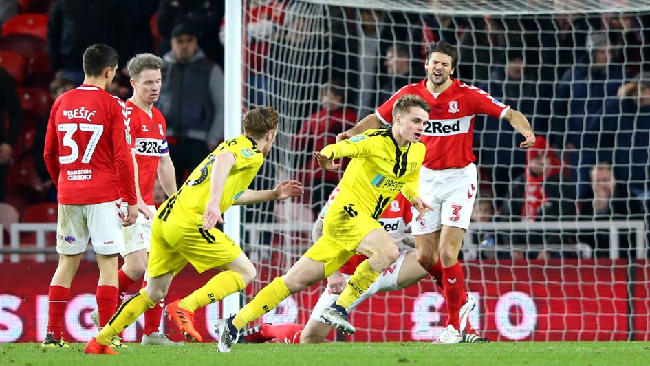 Jake Hesketh scores the goal that put Burton into the Carabao Cup semi-final