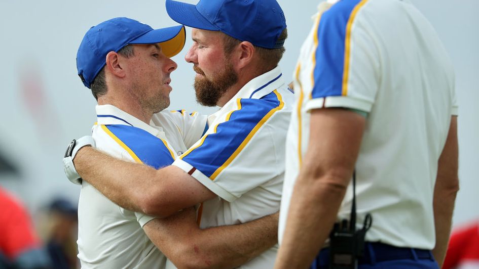 Rory McIlroy and Shane Lowry embrace