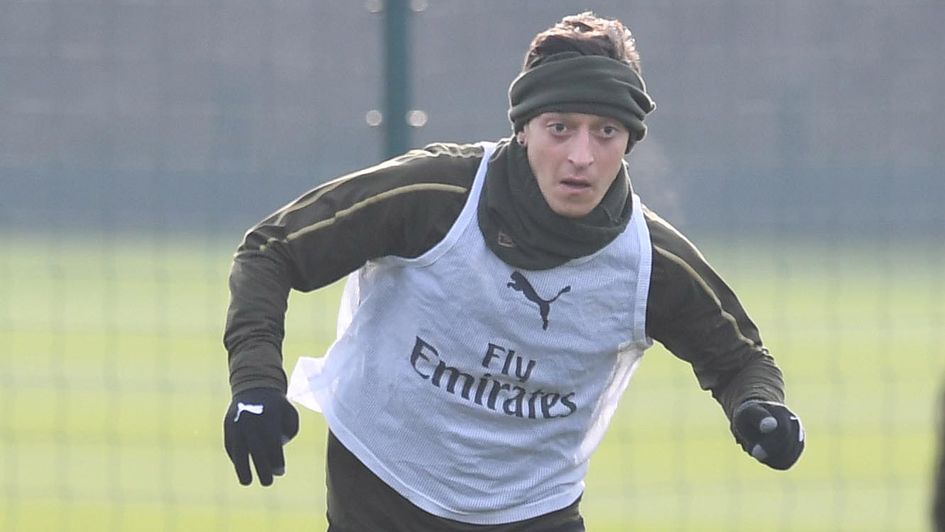 Mesut Ozil: The German midfielder pictured during Arsenal training, days before the defeat at West Ham
