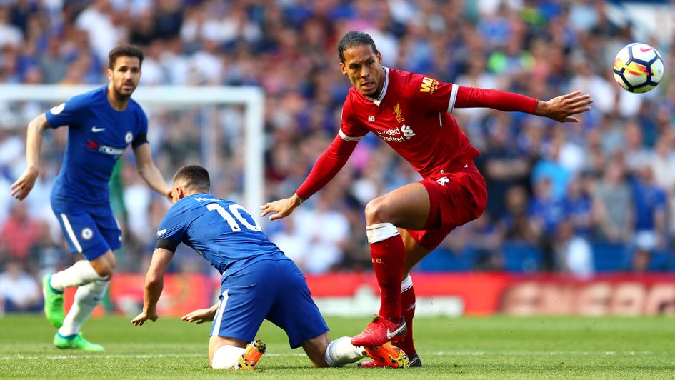 Liverpool's Virgil van Dijk stops Eden Hazard of Chelsea in his tracks
