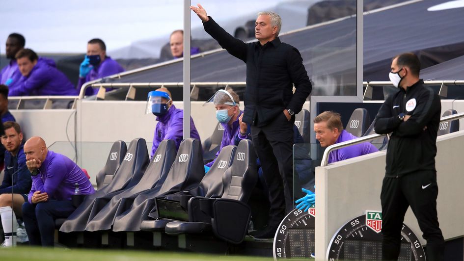 Jose Mourinho gives instructions from the dugout