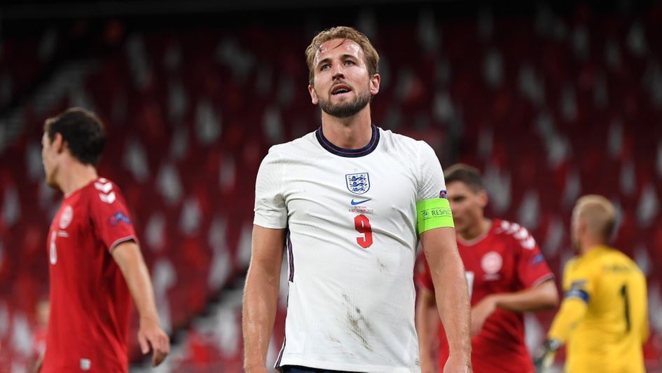 England striker Harry Kane saw an effort cleared off the line deep in injury time