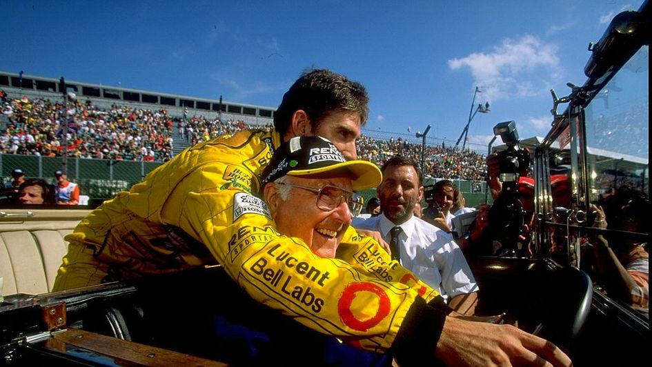 Murray Walker pictured with Damon Hill