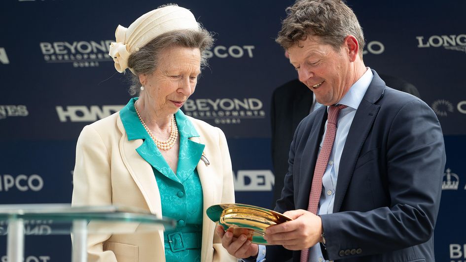 Princess Anne, HRH The Princess Royal. made the presentation to winning trainer Andrew Balding