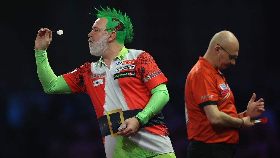 Peter Wright in action at the Ally Pally