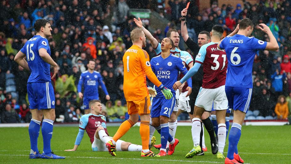 Leicester's Harry Maguire sees red against Burnley