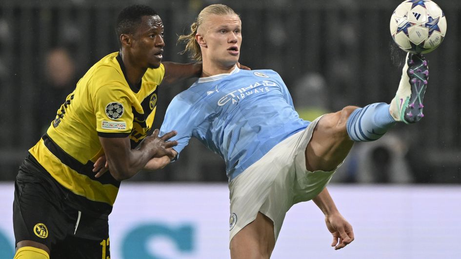Mohamed Aly Camara of Young Boys and Manchester City's Erling Haaland