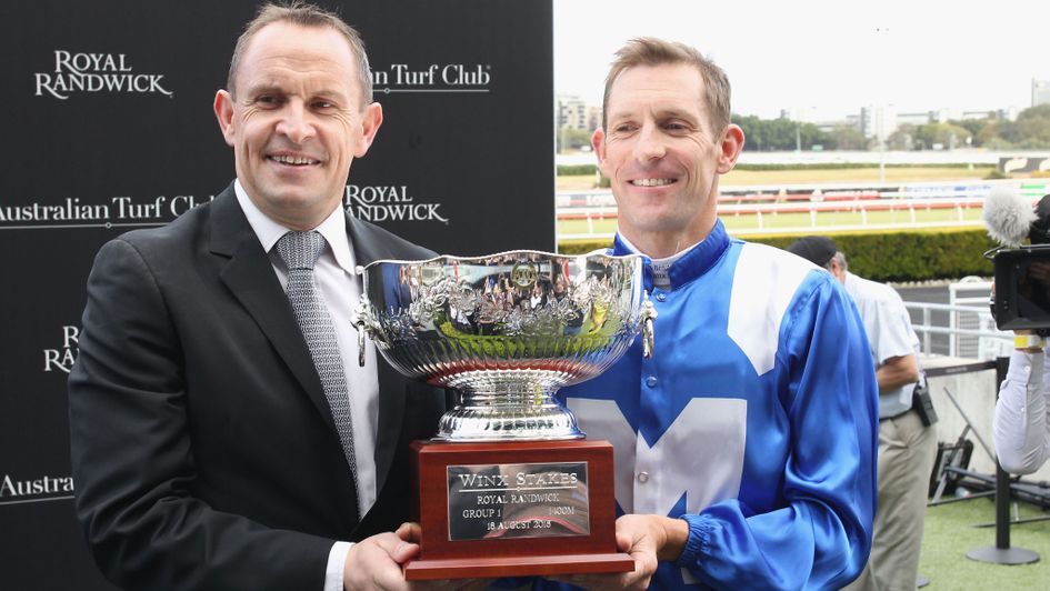 Celebration time for Chris Waller and Hugh Bowman