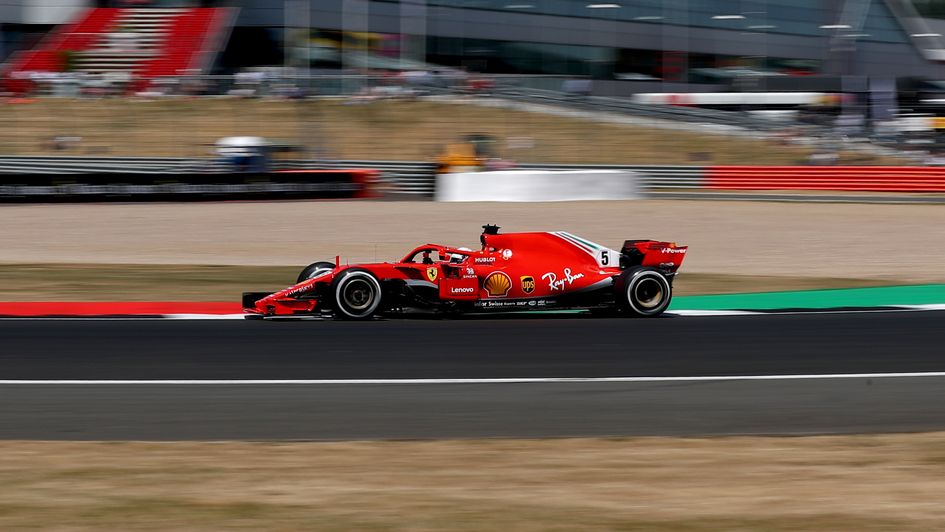 Sebastian Vettel during Practice Two at Silverstone