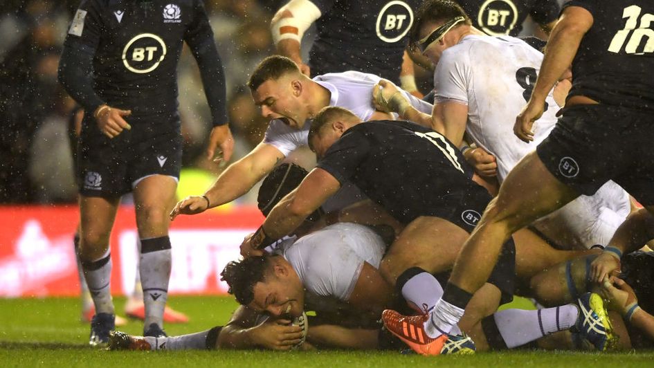 Ellis Genge crosses to win the game for England