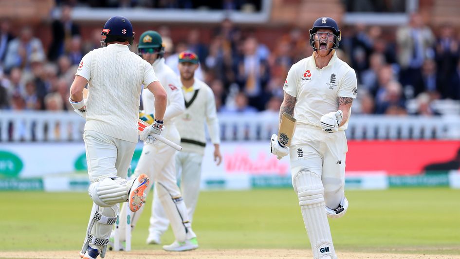 Ben Stokes (right) celebrates reaching his century at Lord's