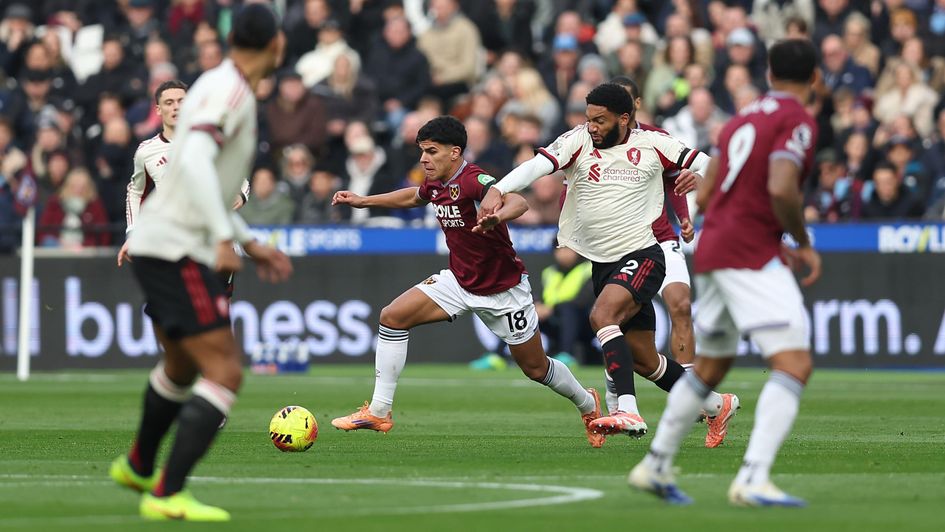 Joe Gomez in action against West Ham