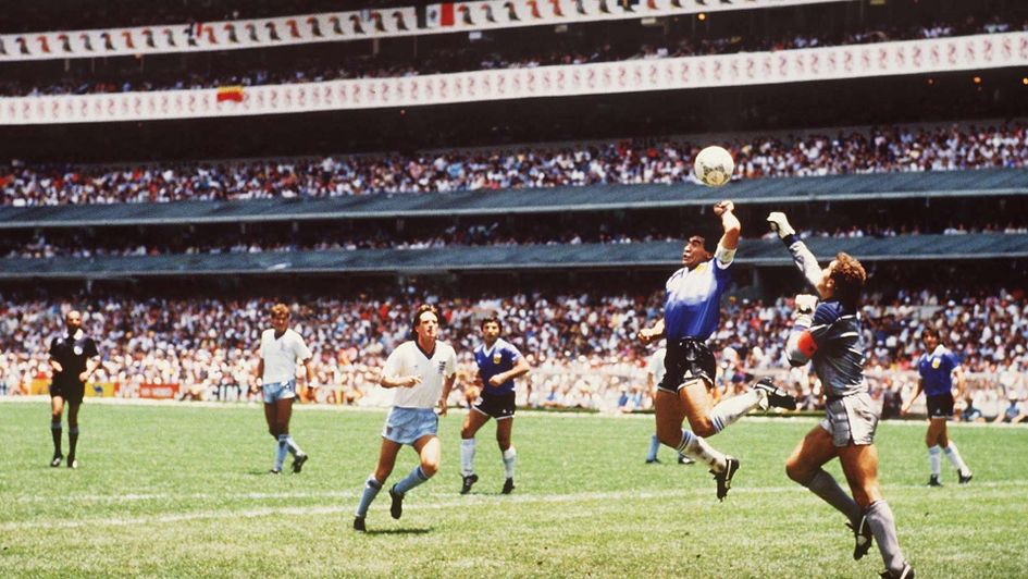 Maradona's infamous hand of God against England in Mexico 86