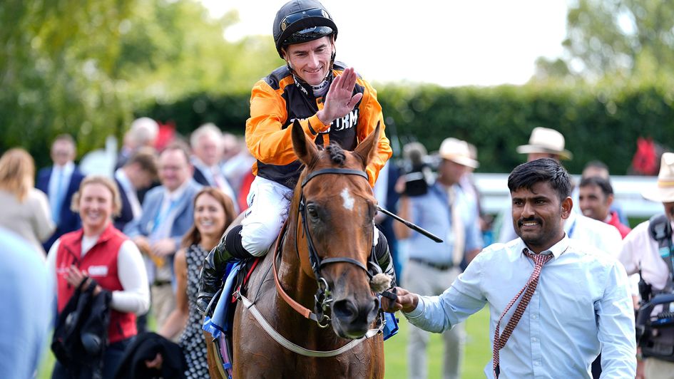 Danny Tudhope all smiles after winning the Golden Mile on Rhoscolyn