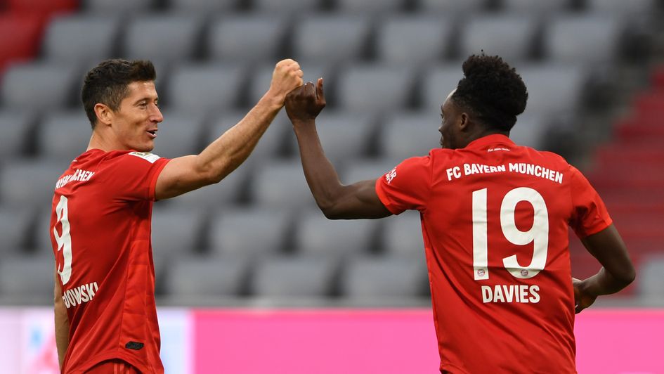 Robert Lewandowski and Alphonso Davies: Celebrations for the Bayern Munich duo