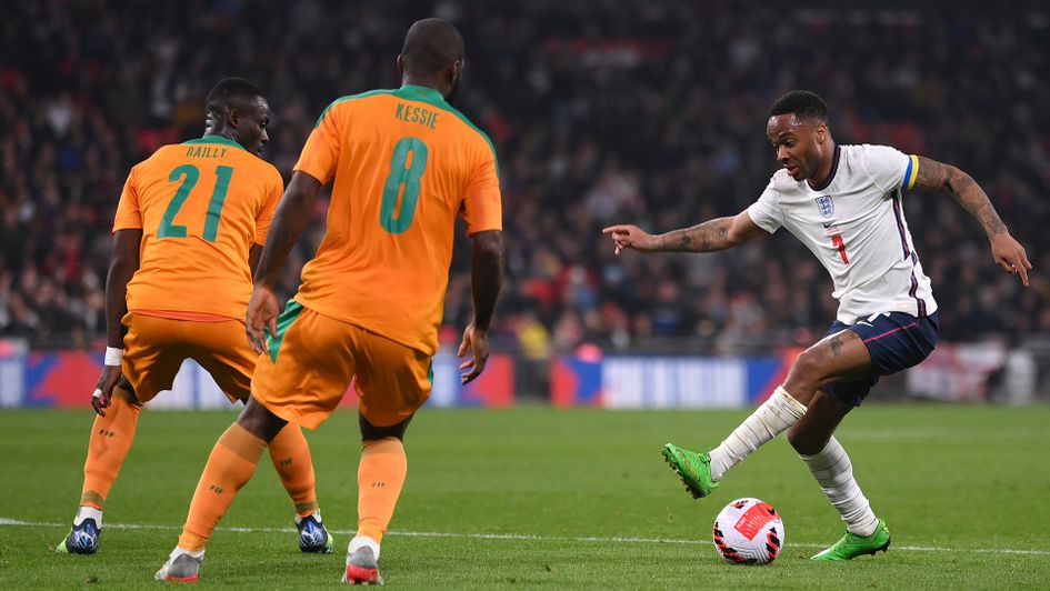 Raheem Sterling in action against Cote D'Ivoire