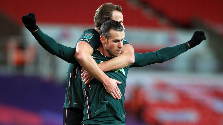 Gareth Bale celebrates his goal against Stoke