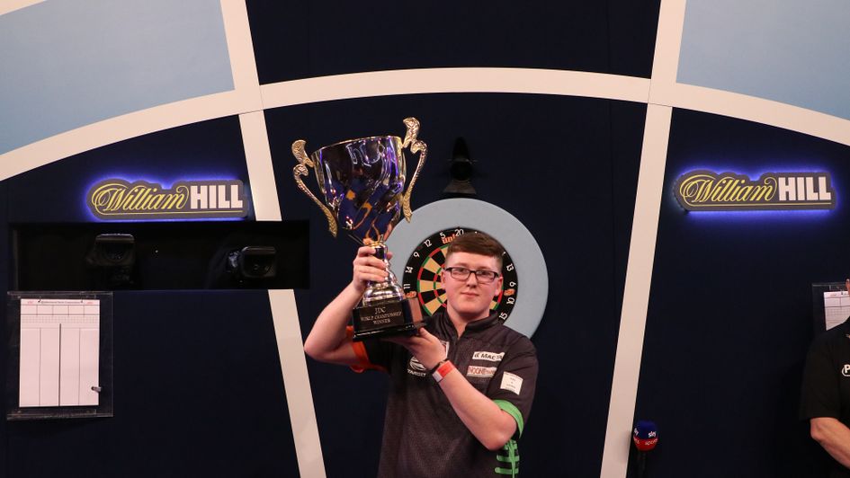 Keane Barry with the trophy (credit: PDC)