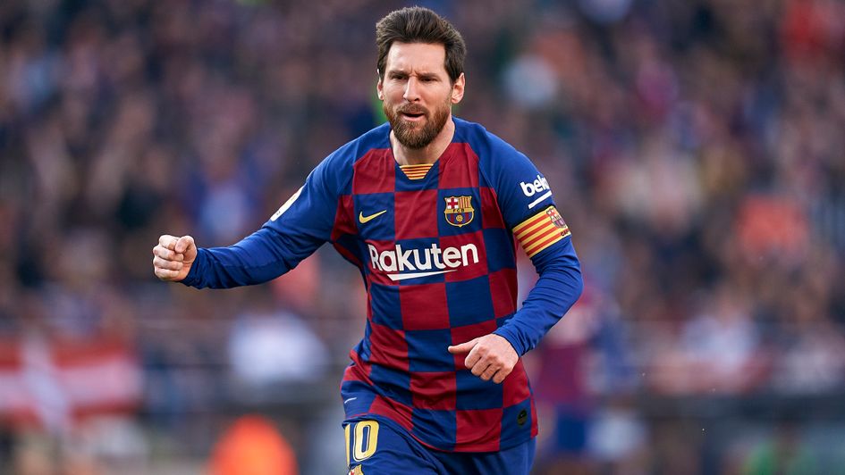 Lionel Messi: Barcelona forward celebrates one of four goals against Eibar
