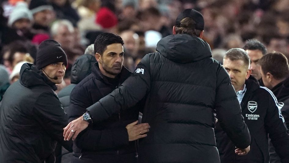 Arsenal boss Mikel Arteta and Liverpool's Jurgen Klopp