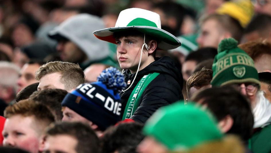 A dejected Ireland fan