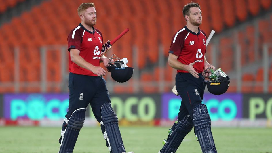 Jos Buttler (right) hit an unbeaten 83 to lead England to an easy win