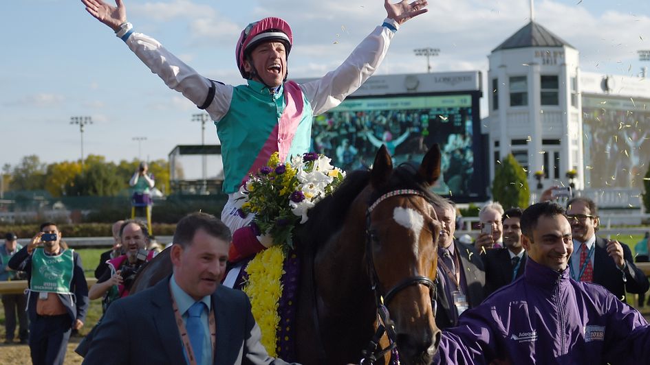 Frankie Dettori celebrates at the Breeders' Cup
