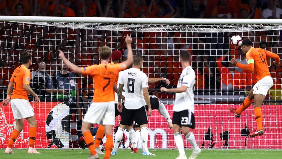 Virgil van Dijk scores for the Netherlands against Germany during the November international break