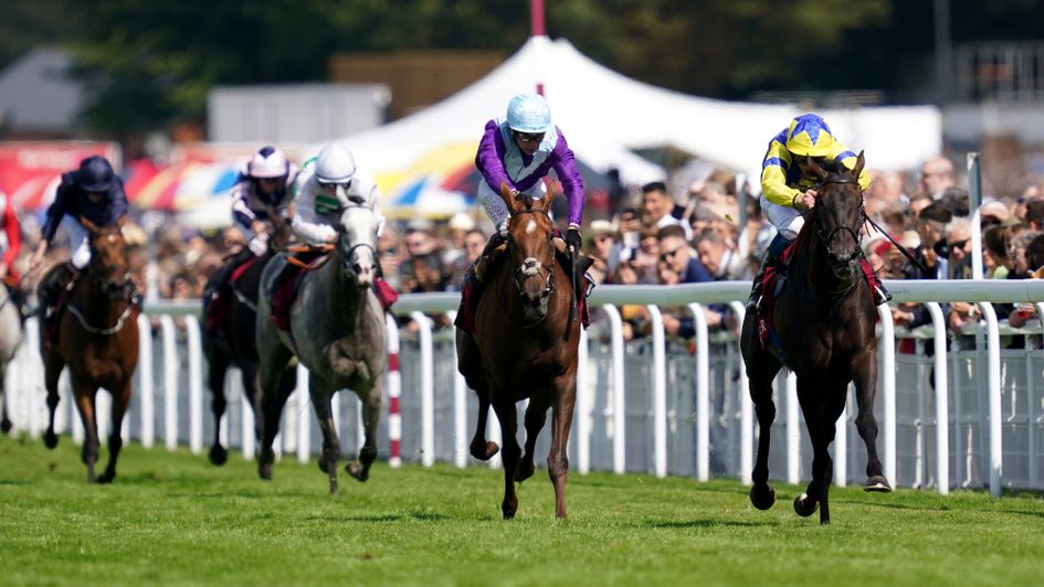 Tribal Craft (purple and blue silks) chased home Wonderful Tonight