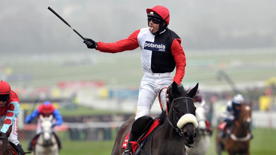 Ruby Walsh celebrates Bug Buck's 2012 World Hurdle win