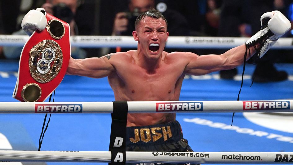 Josh Warrington celebrates