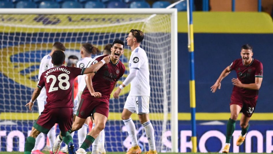 Raul Jimenez wheels away in celebration